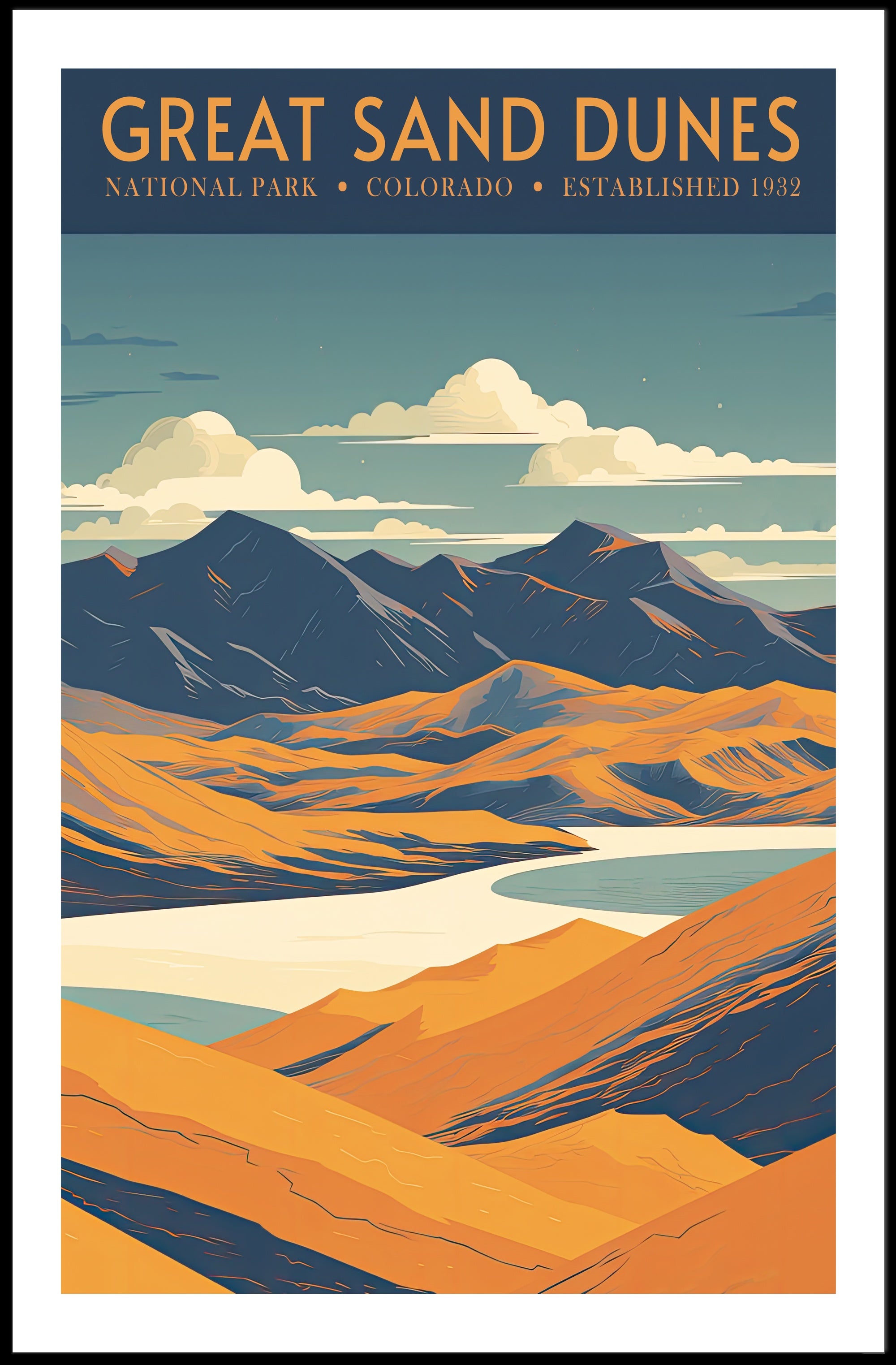 Great Sand Dunes Poster Vintage National Park Print