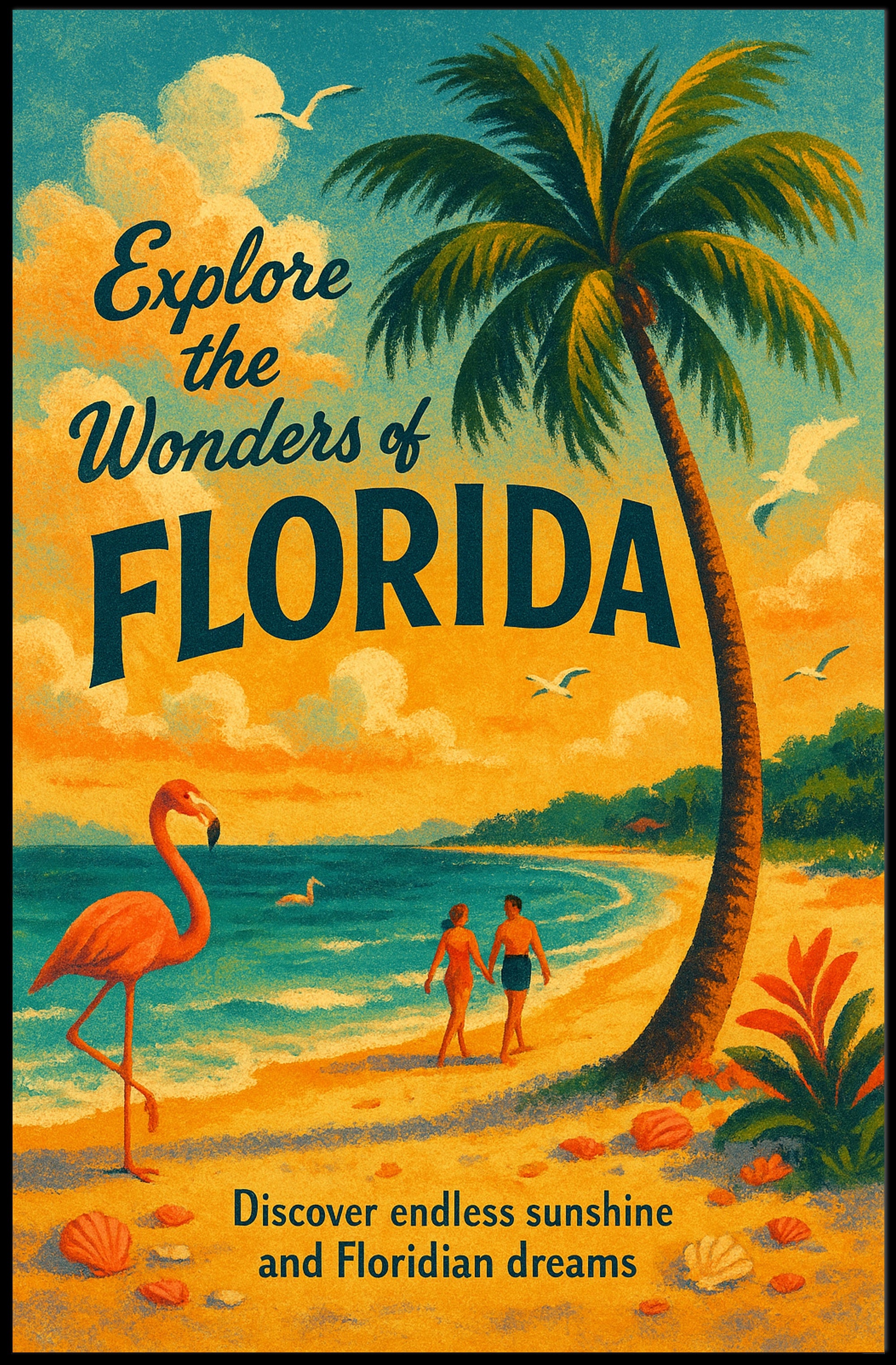 Florida Beach Adventure: Vintage Travel Poster