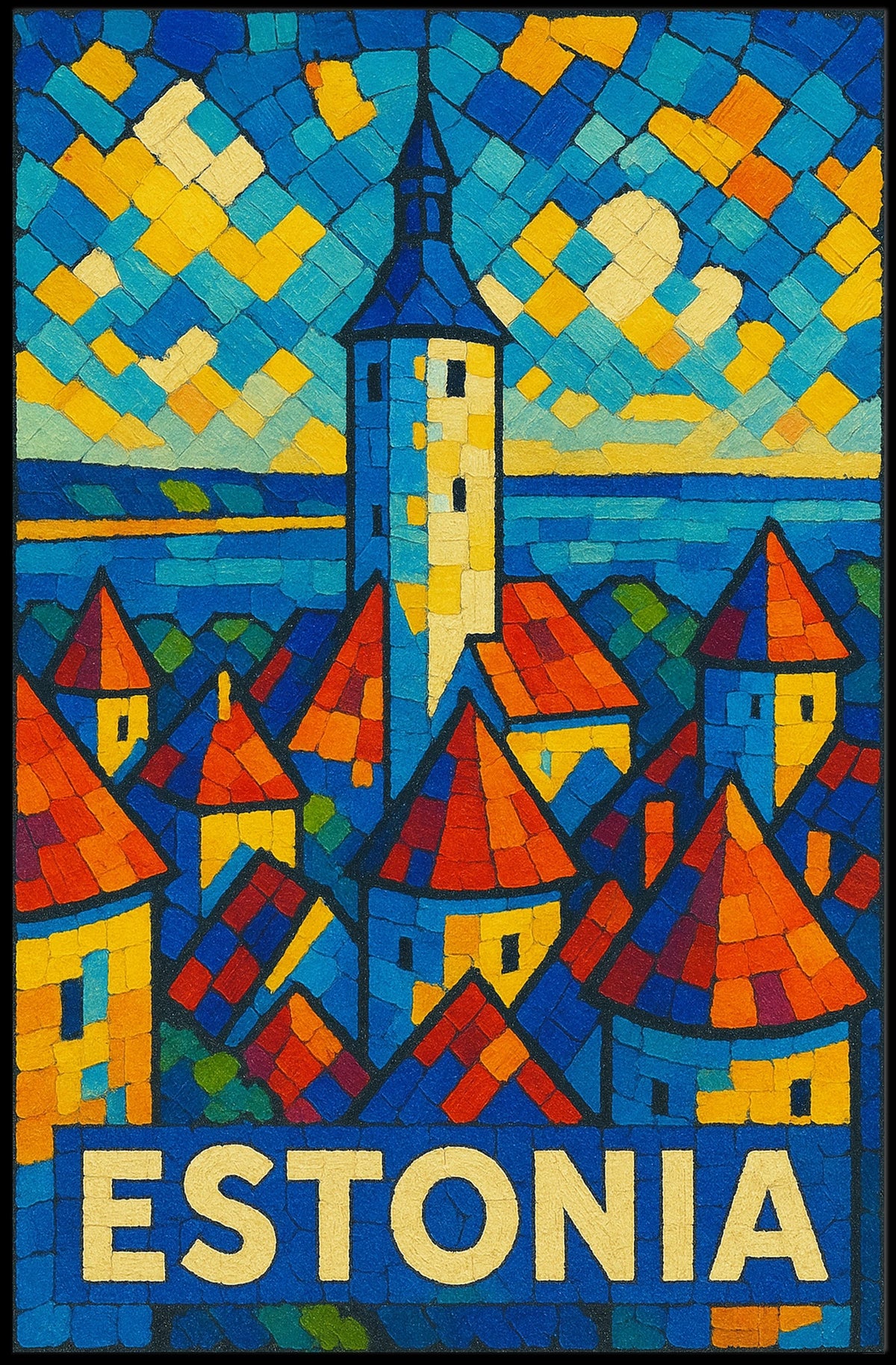 Estonia Mosaic Art Poster
