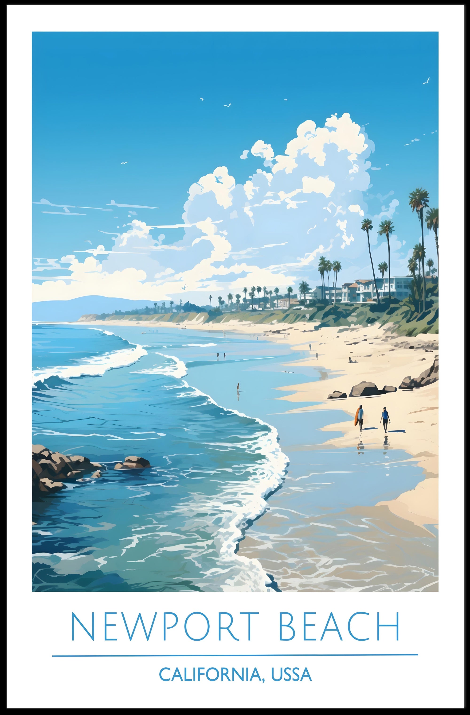 Newport Beach Scenic Illustration Poster