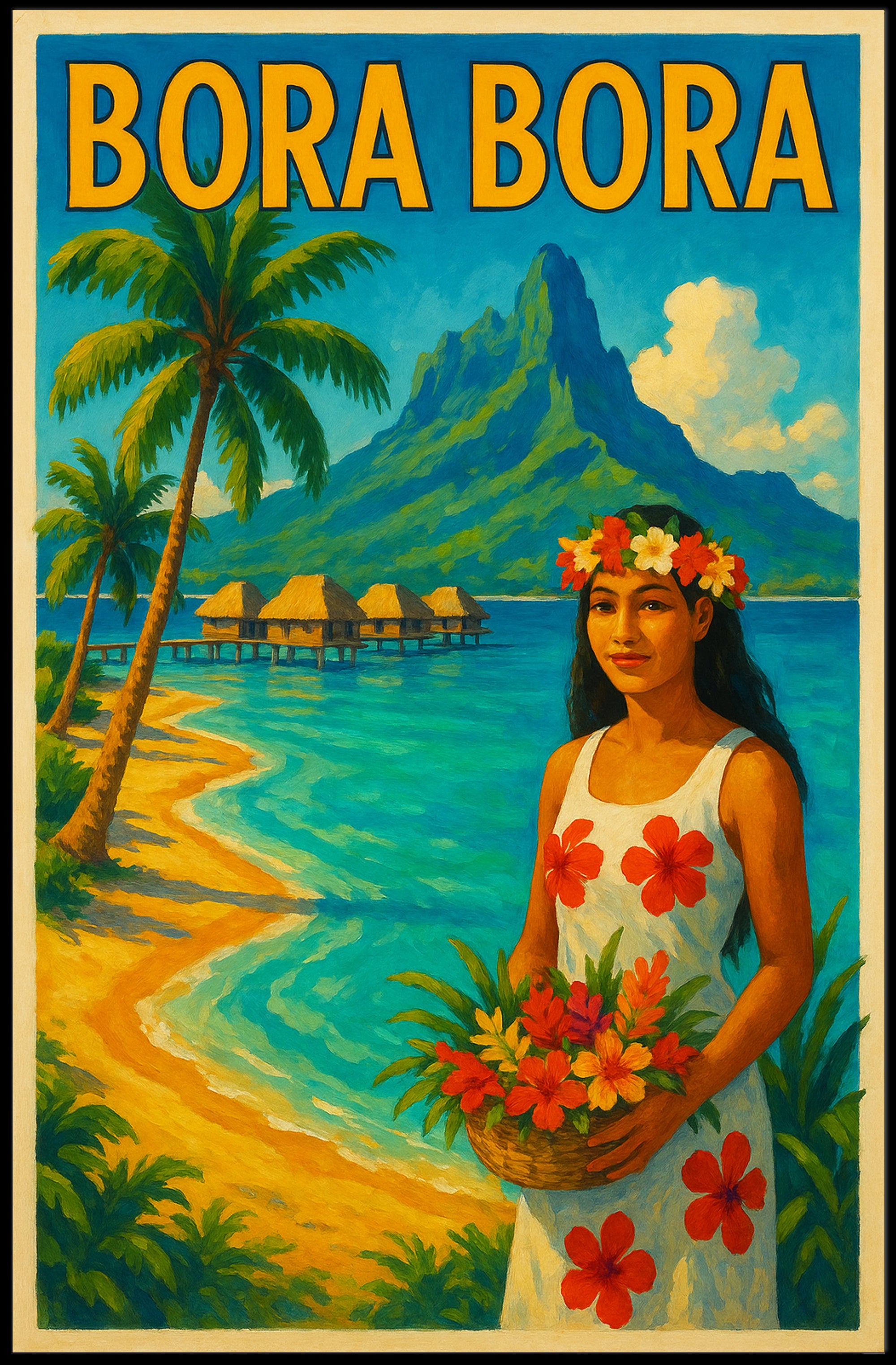 Tropical Vintage Bora Bora Travel Poster PosterGoat