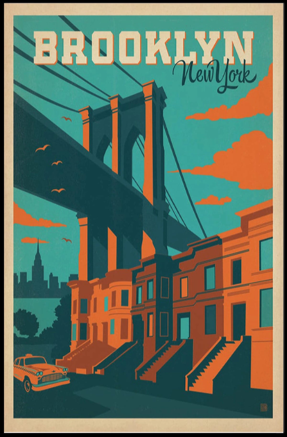 Brooklyn Bridge New York City Poster Vintage Wall Art