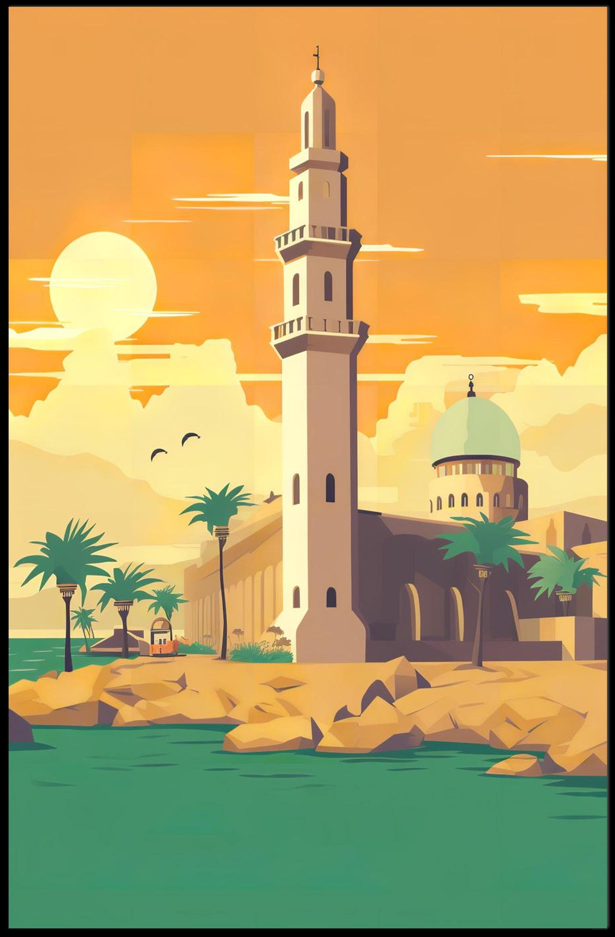 Tranquil Coastal Mosque Poster