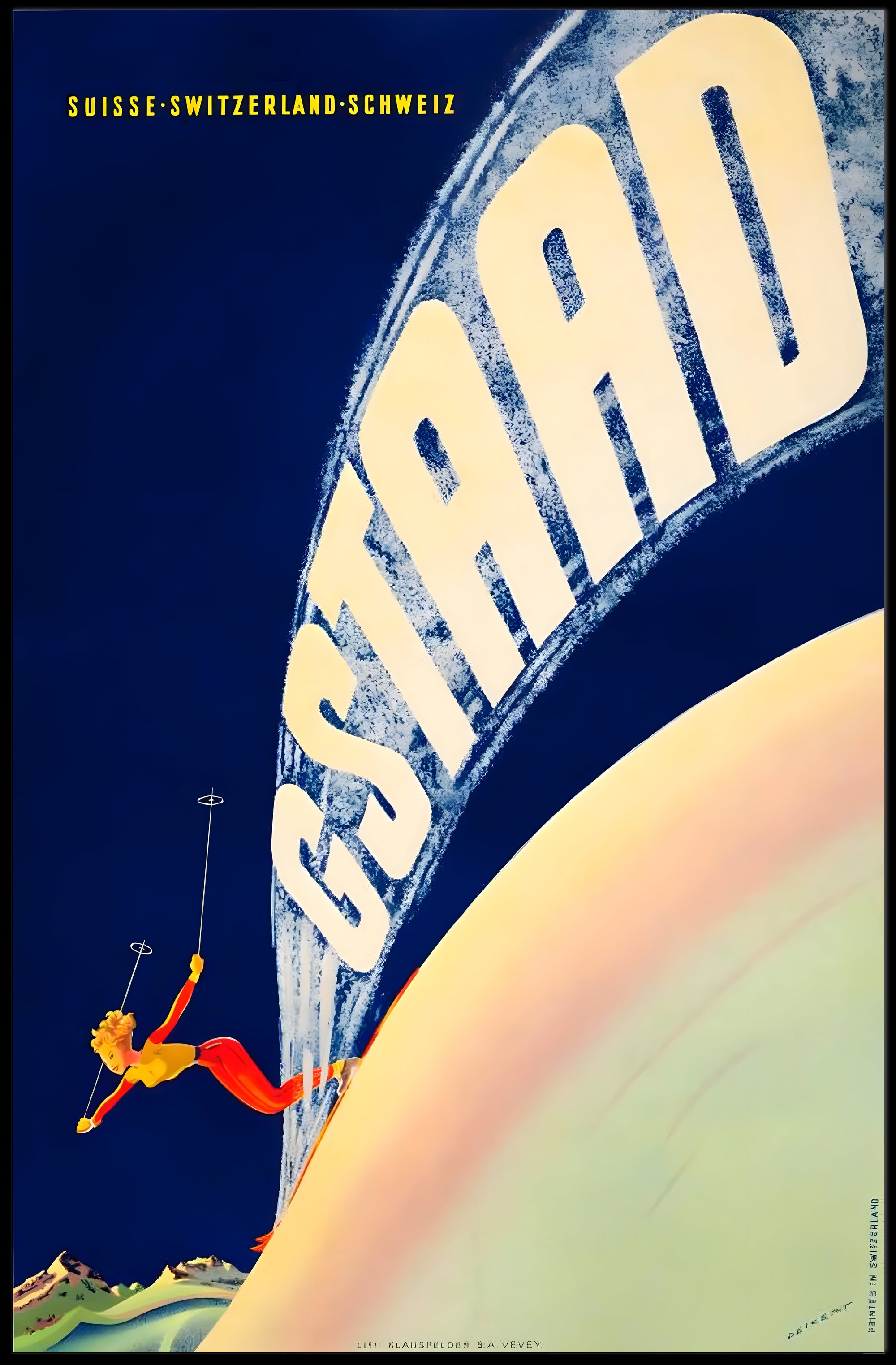 Gstaad Winter Adventure Vintage Travel Poster PosterGoat