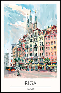 Riga Cityscape Illustration Poster PosterGoat