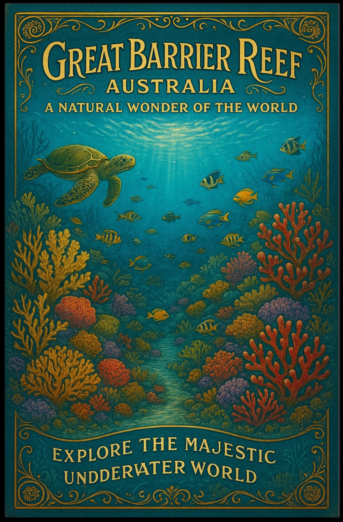 Great Barrier Reef Australia Underwater Marine Life Poster