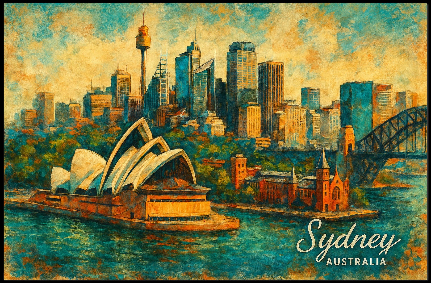 Sydney Skyline Art Poster