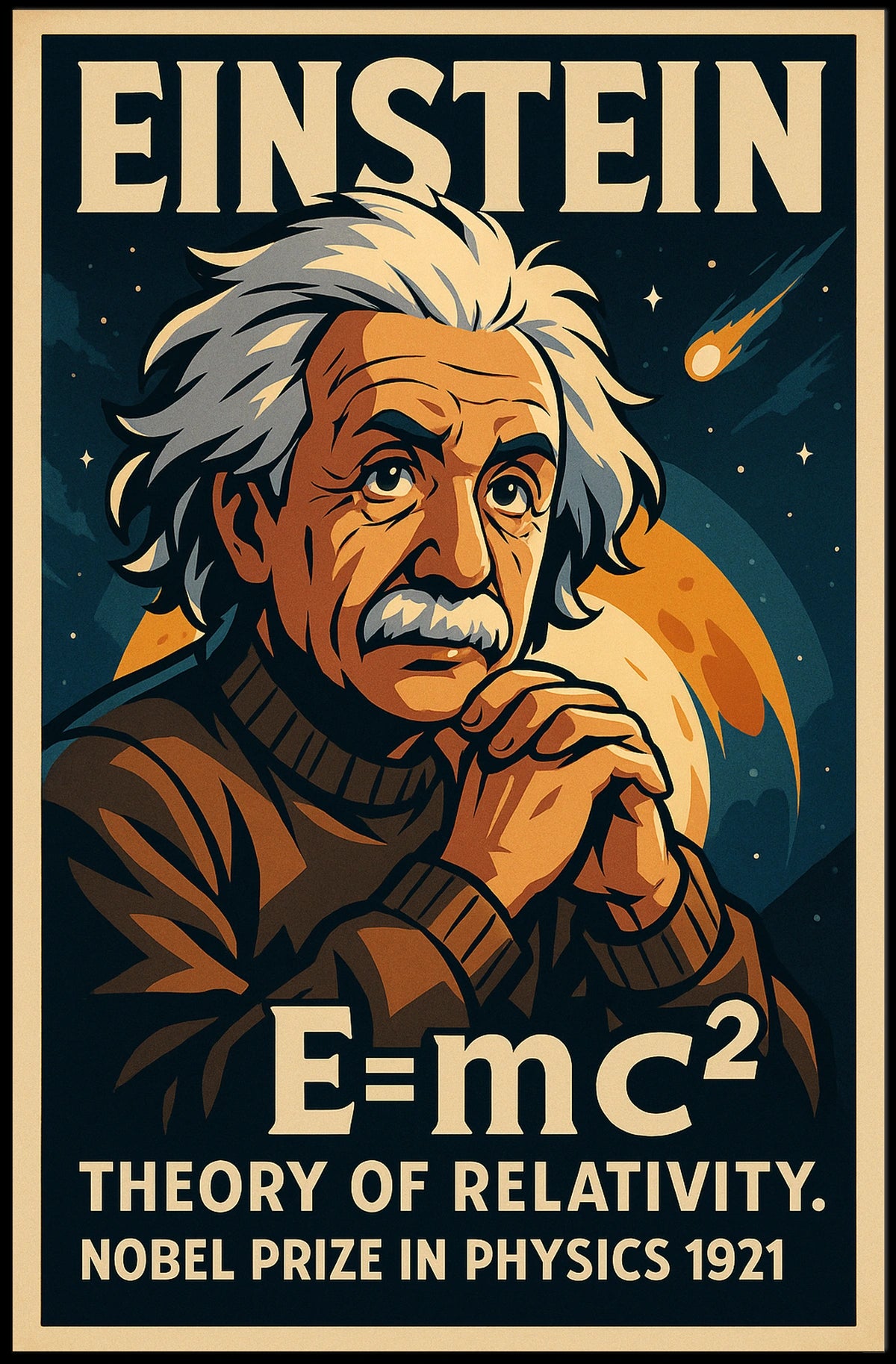Einstein Relativity Vintage Science Wanderlust Poster