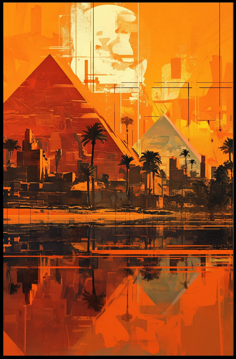 Ancient Egyptian Pyramids Abstract Art Poster Print