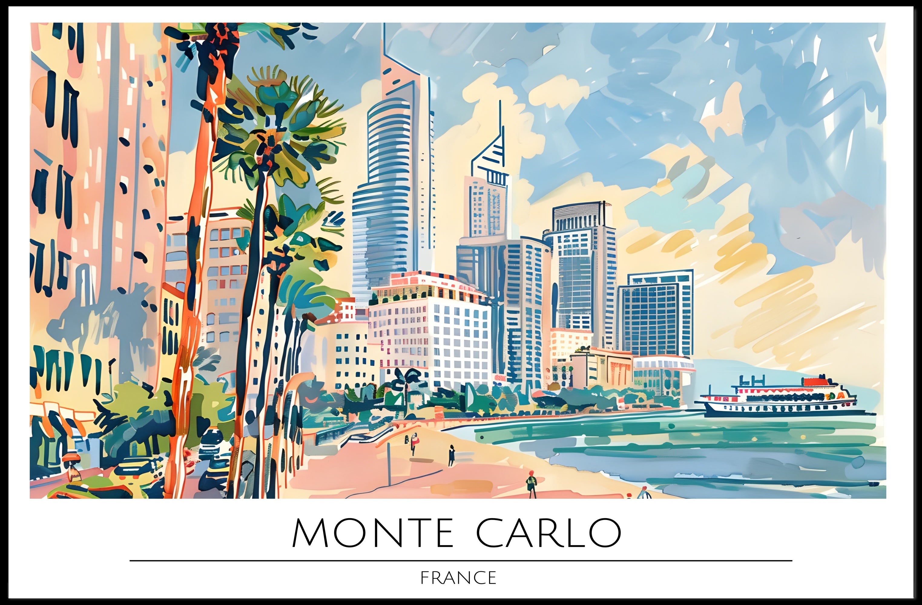 Monte Carlo Cityscape Poster PosterGoat