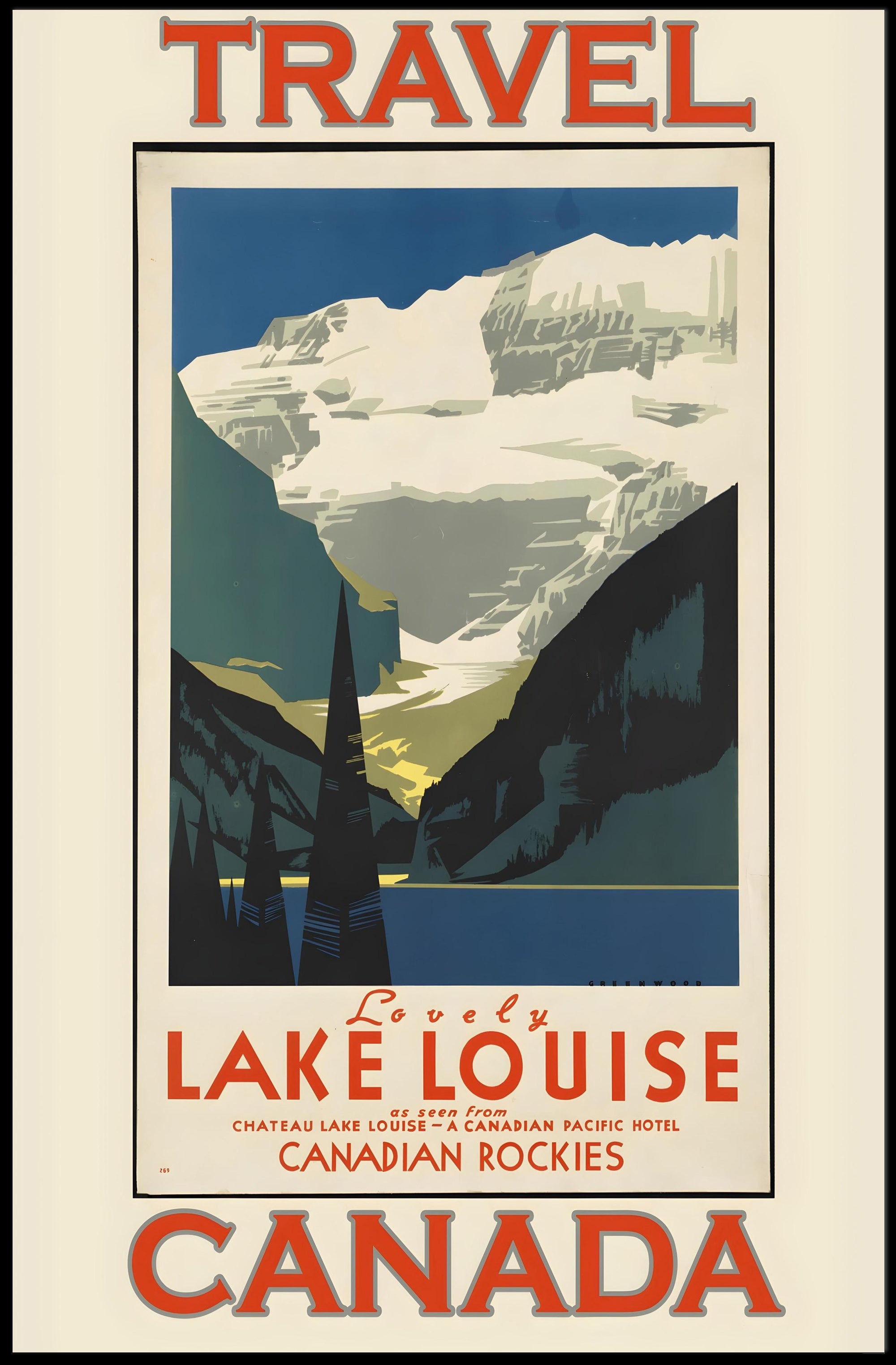 Vintage Lake Louise Travel Poster in Canadian Rockies