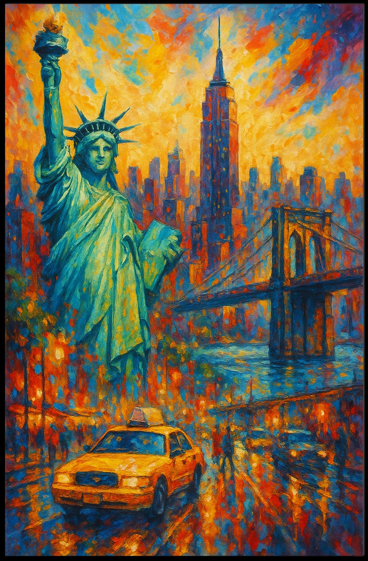 Vibrant New York Cityscape Poster For Modern Home Decor