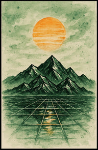 Surreal Abstract Landscape with Futuristic Touches Artistic Poster