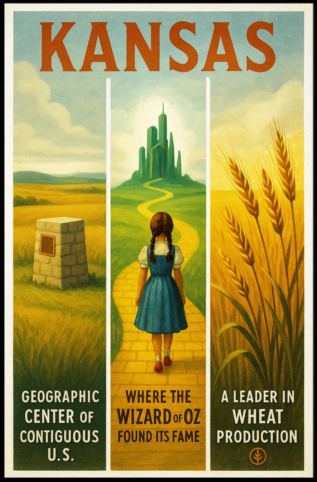 Kansas - Land of Oz and Wheat Poster