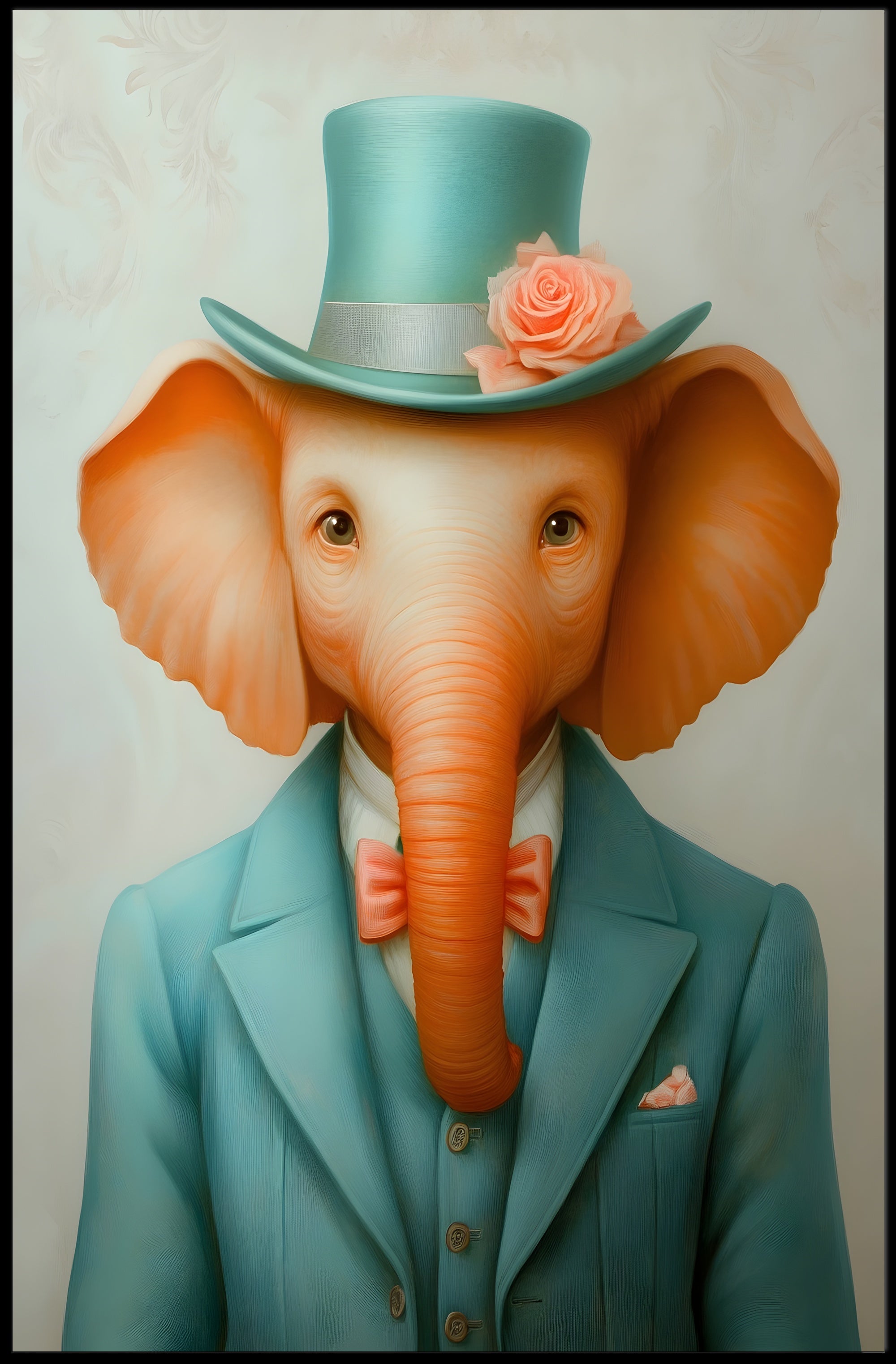 Dapper Elephant Whimsical Poster Art Print