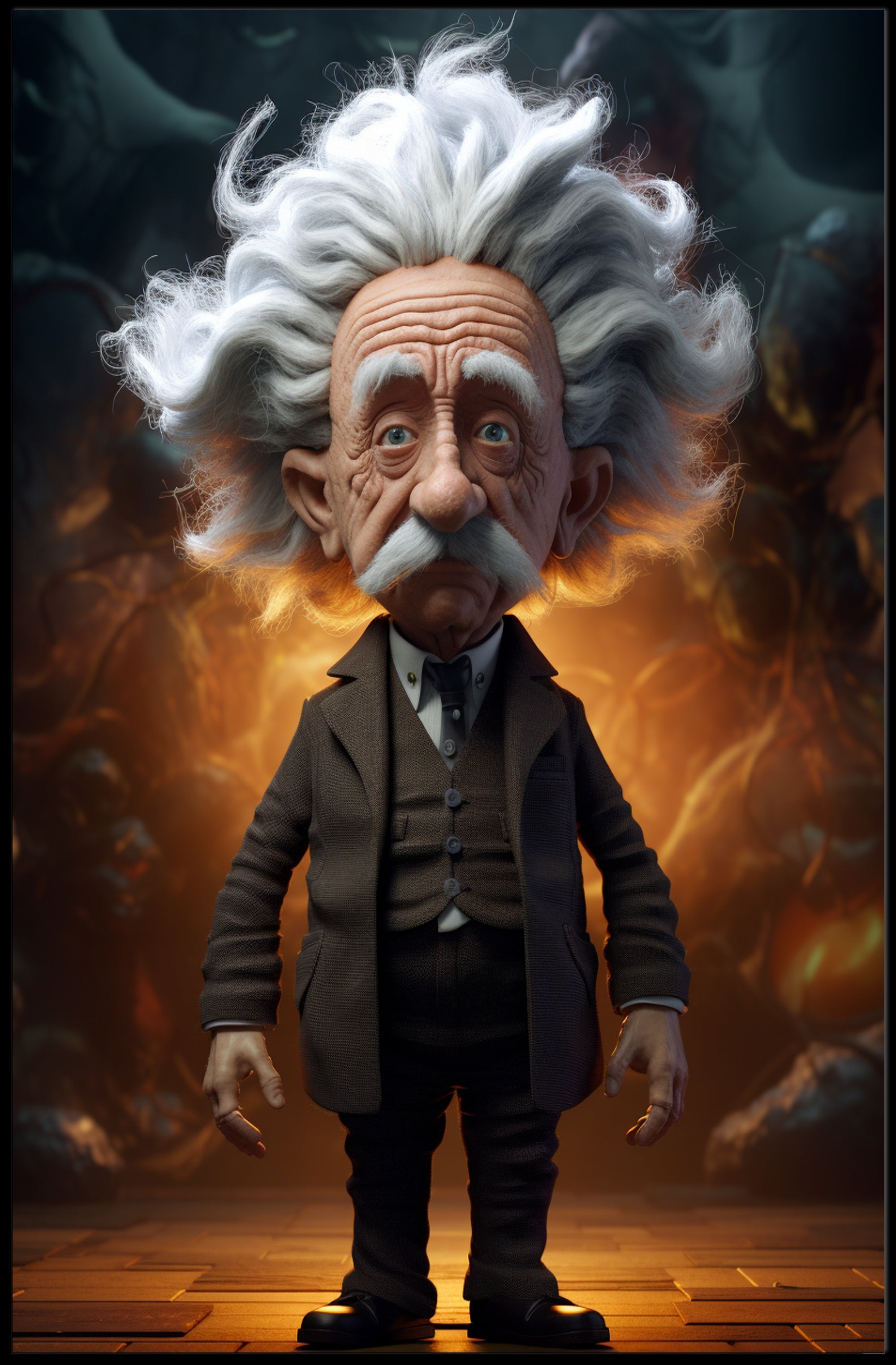 Exaggerated Scientific Genius in Fantasy World - Pop Culture Poster