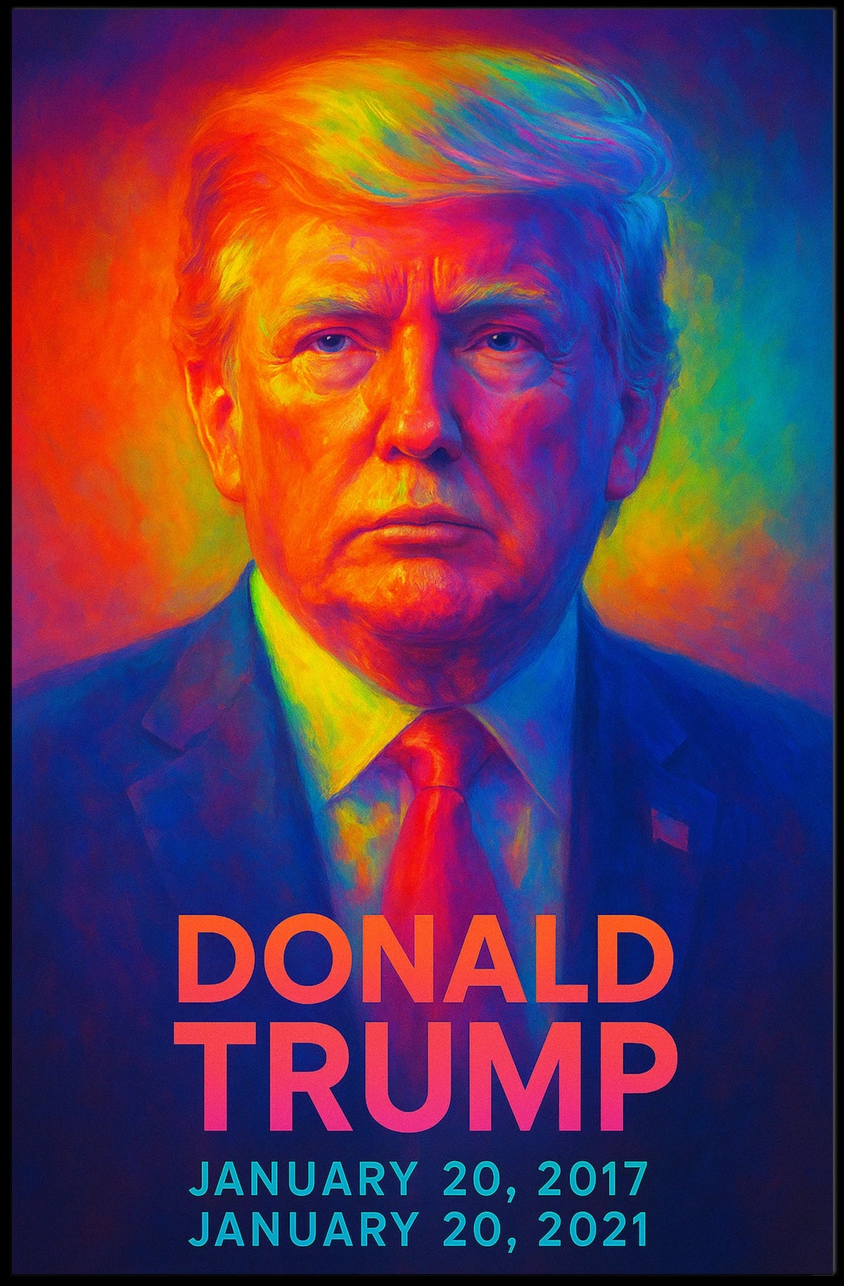 Donald Trump 45th President of the United States Neon Gradient Overlay Poster