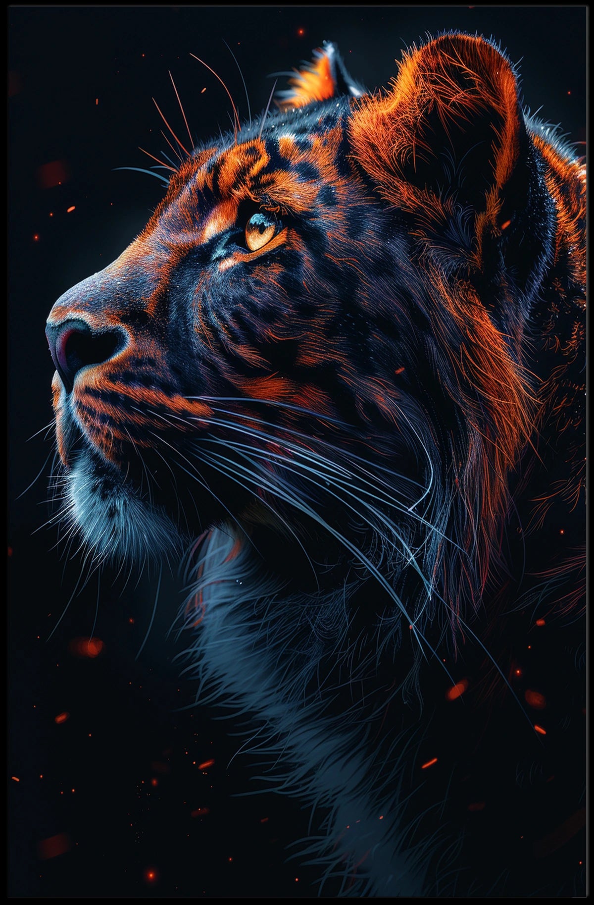Majestic Tiger In The Night Poster
