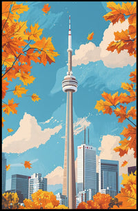 Toronto CN Tower Autumn Skyline Poster Art