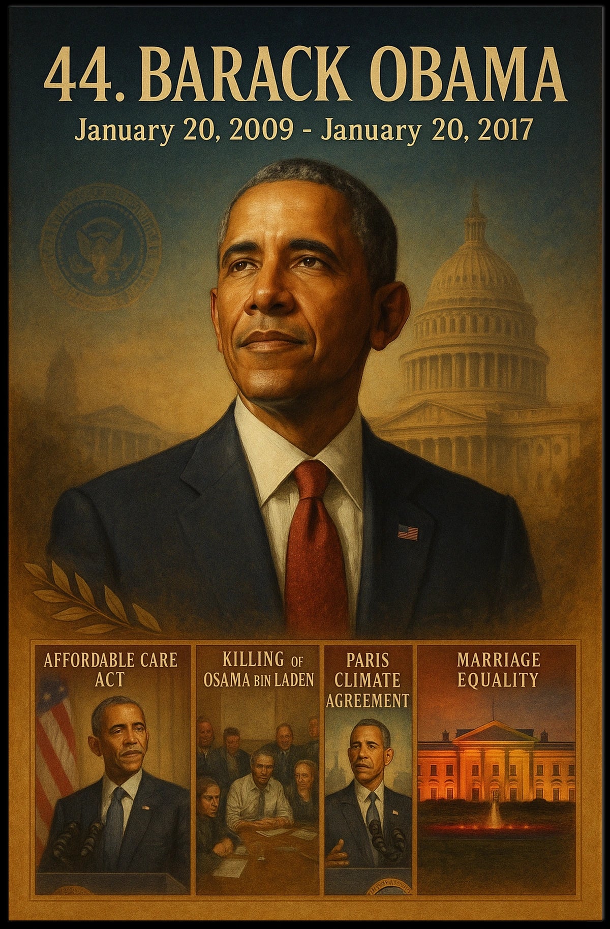 Barack Obama Legacy Art Print Historical or Presidential Poster