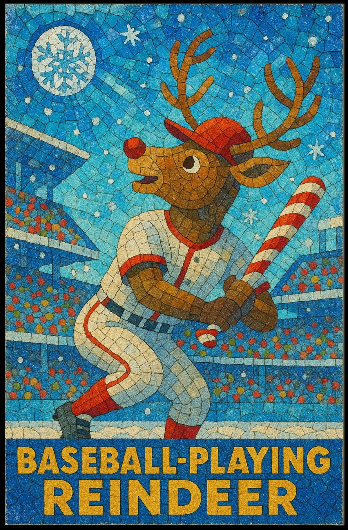 Baseball-Playing Reindeer Poster