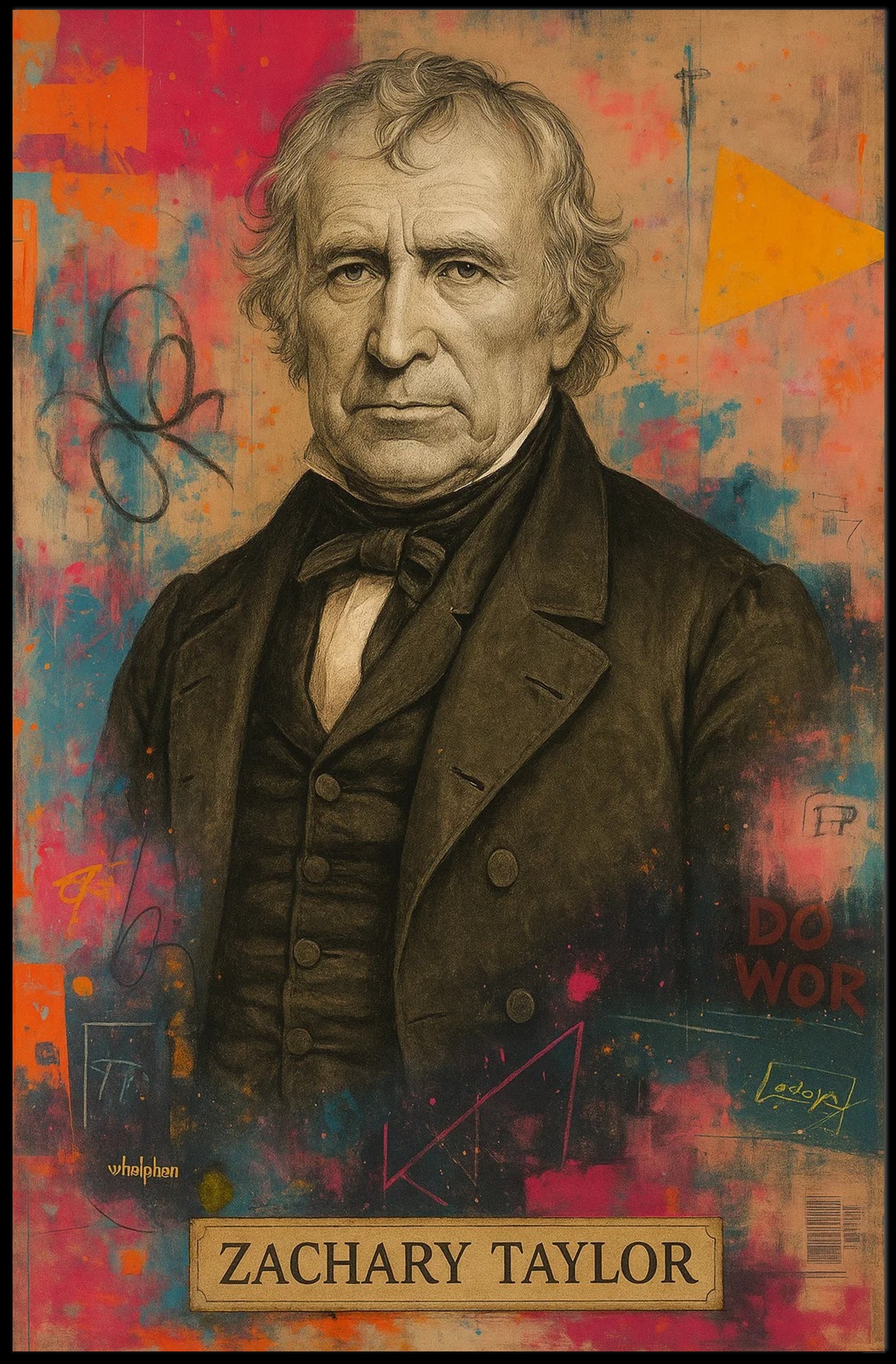 Zachary Taylor Portrait Artistic Abstract, Artistic, or Pop Culture Poster