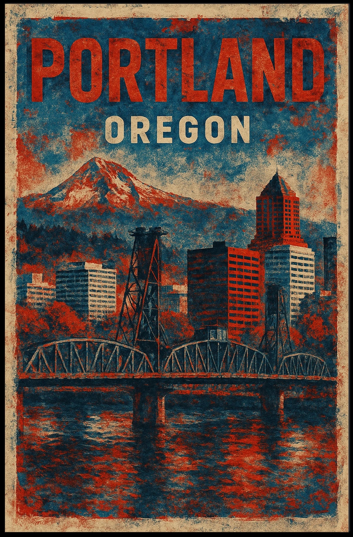 Portland Cityscape Minimalist Urban Photography Poster