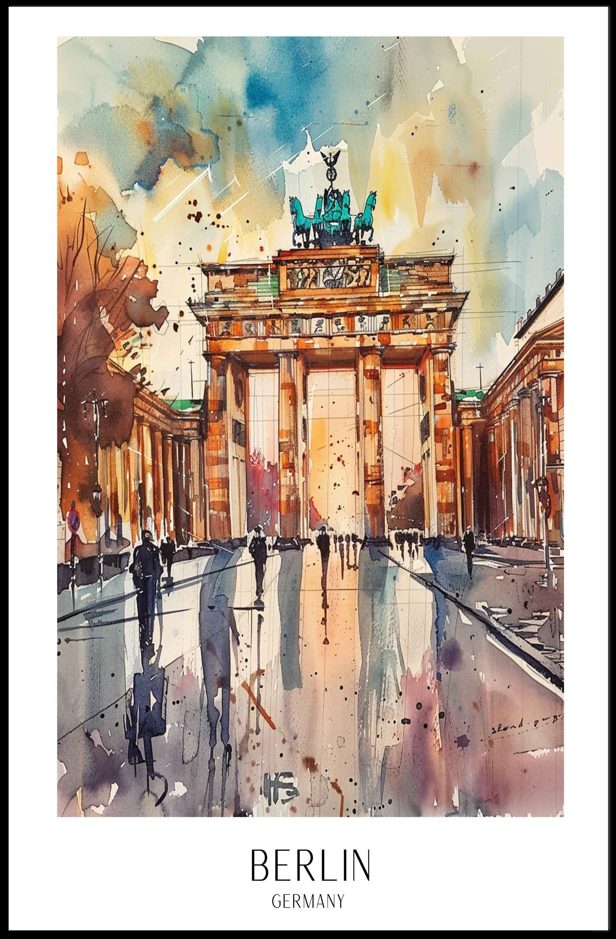 Brandenburg Gate Watercolor Urban or Cityscape Poster PosterGoat