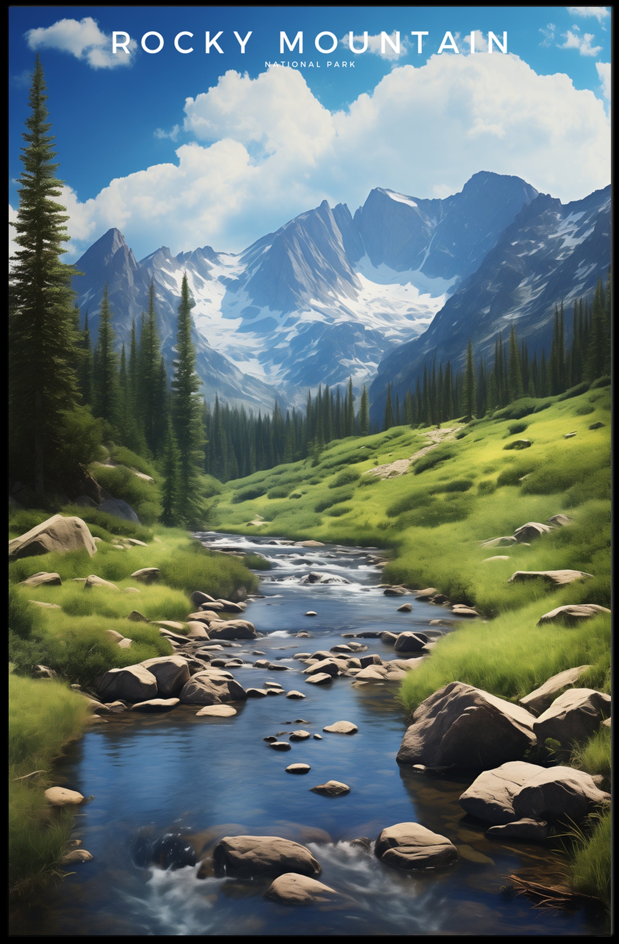 Rocky Mountains Serene Travel Poster Print