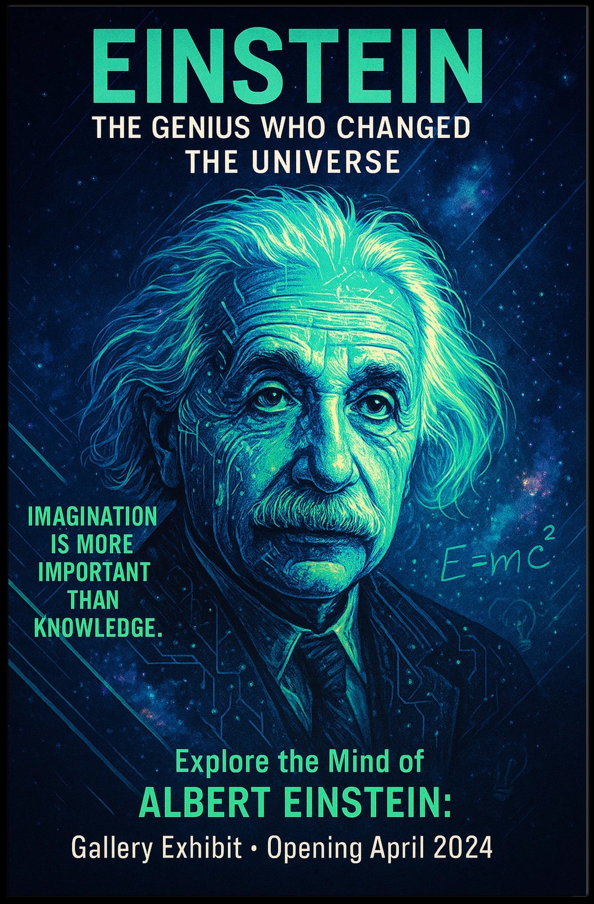 Albert Einstein Genius Exhibit Poster: Modern Art Print