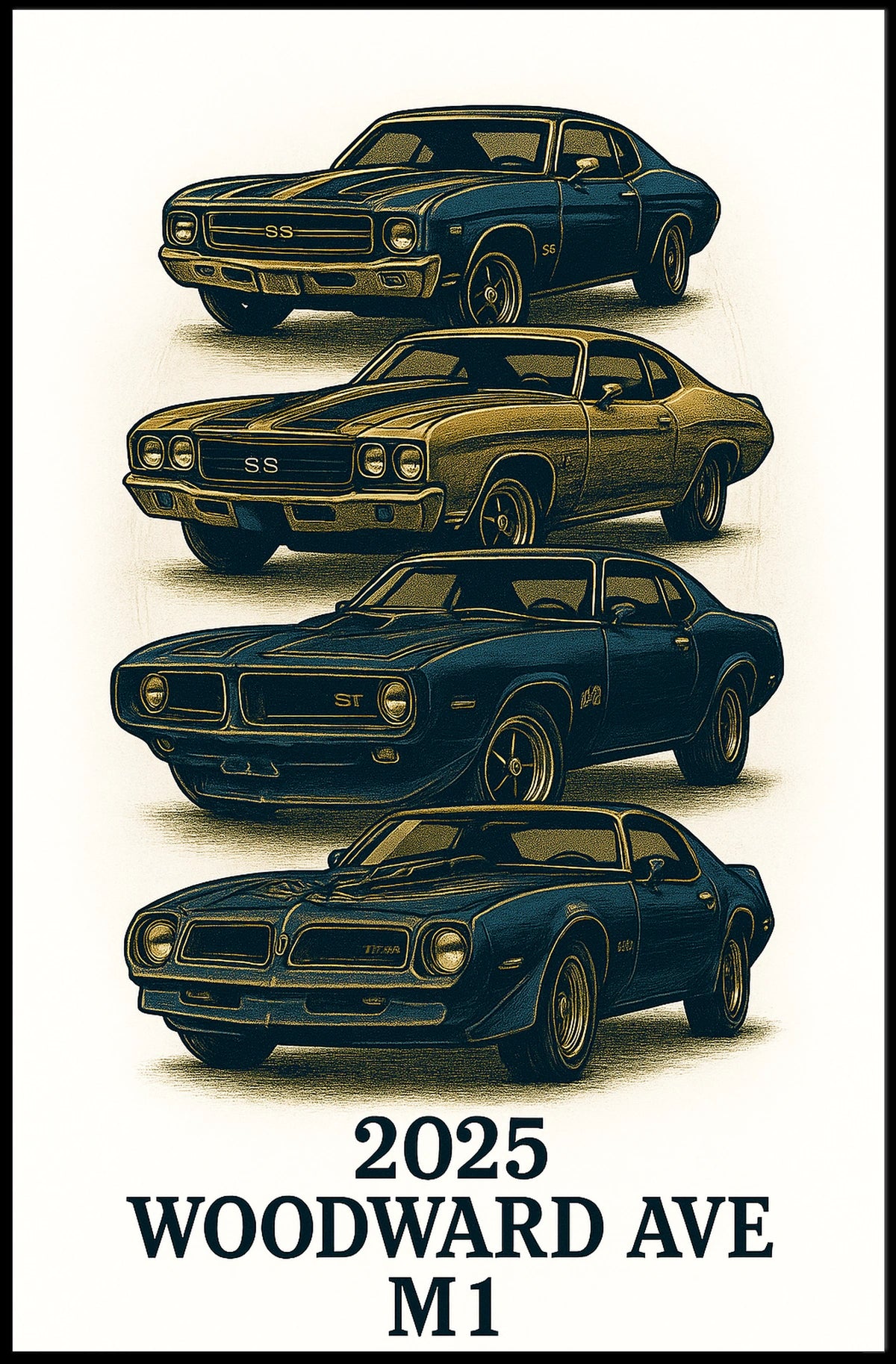 Classic Cars on Woodward Ave Poster