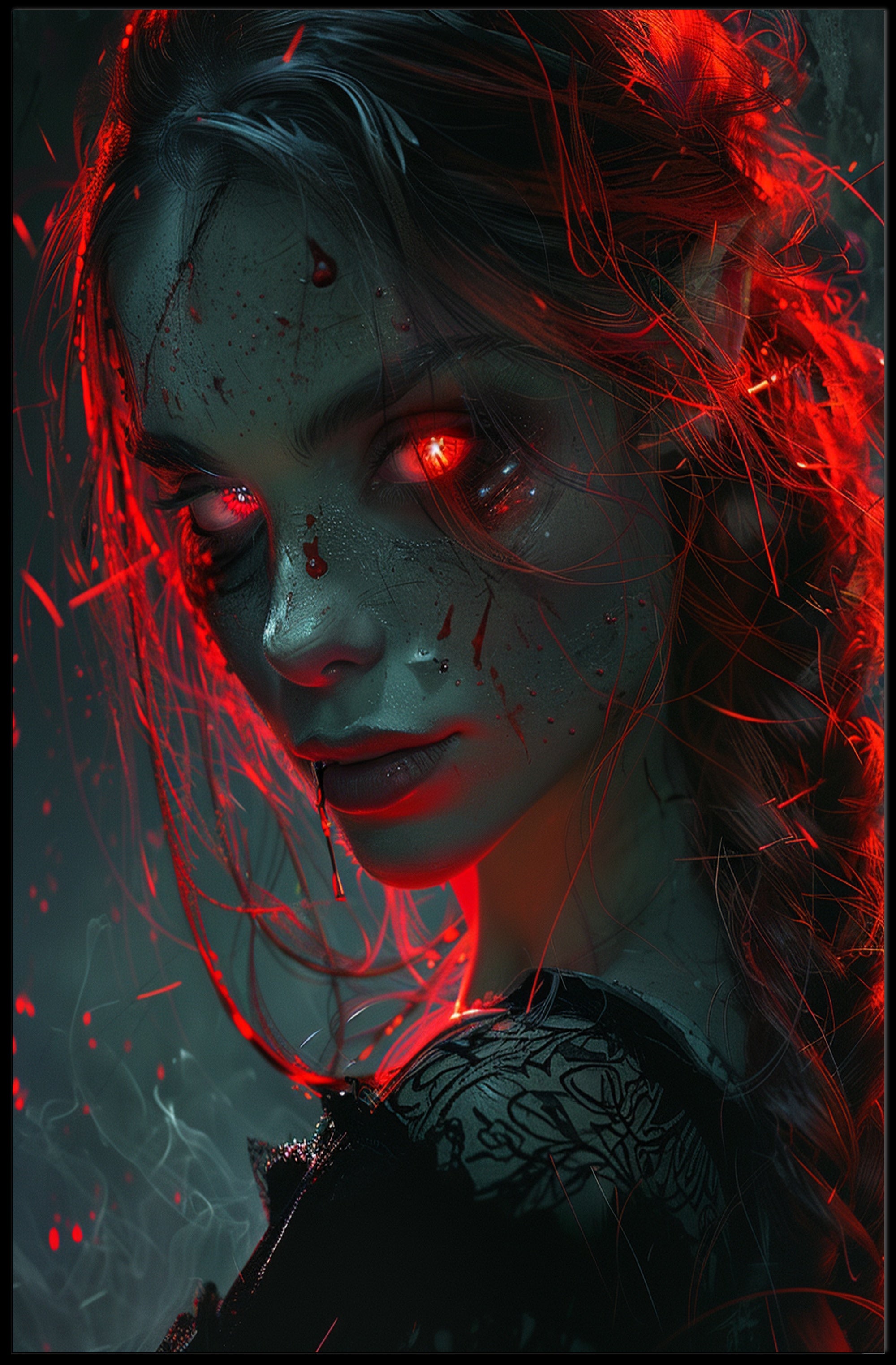 Enigmatic Red Glare Poster PosterGoat