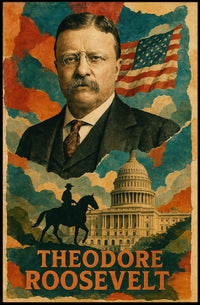 Theodore Roosevelt 26th President of the United States Layered Digital Collage Poster