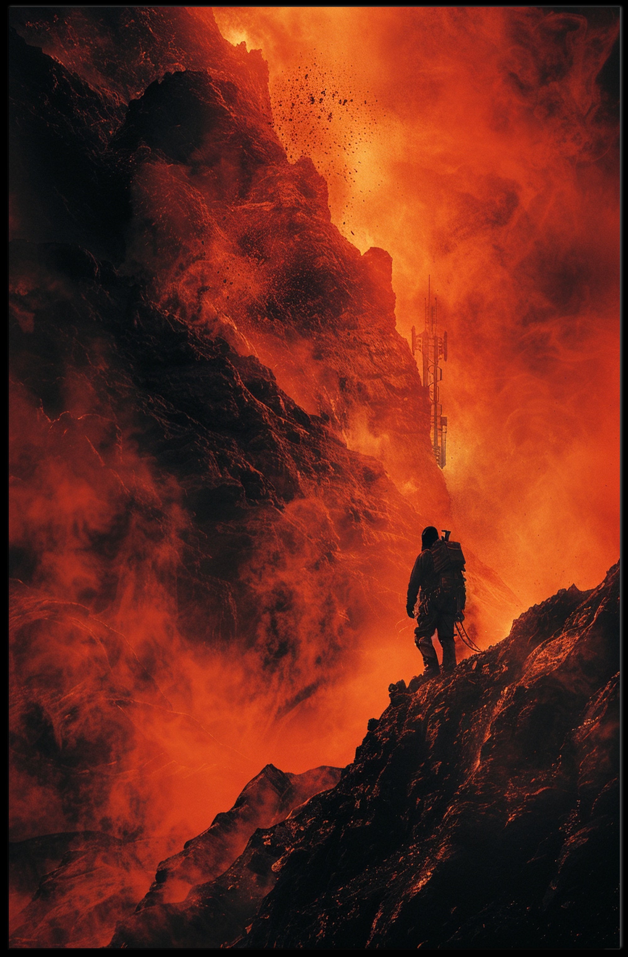 Volcanic Survival Adventure in Futuristic Sci-Fi Poster PosterGoat