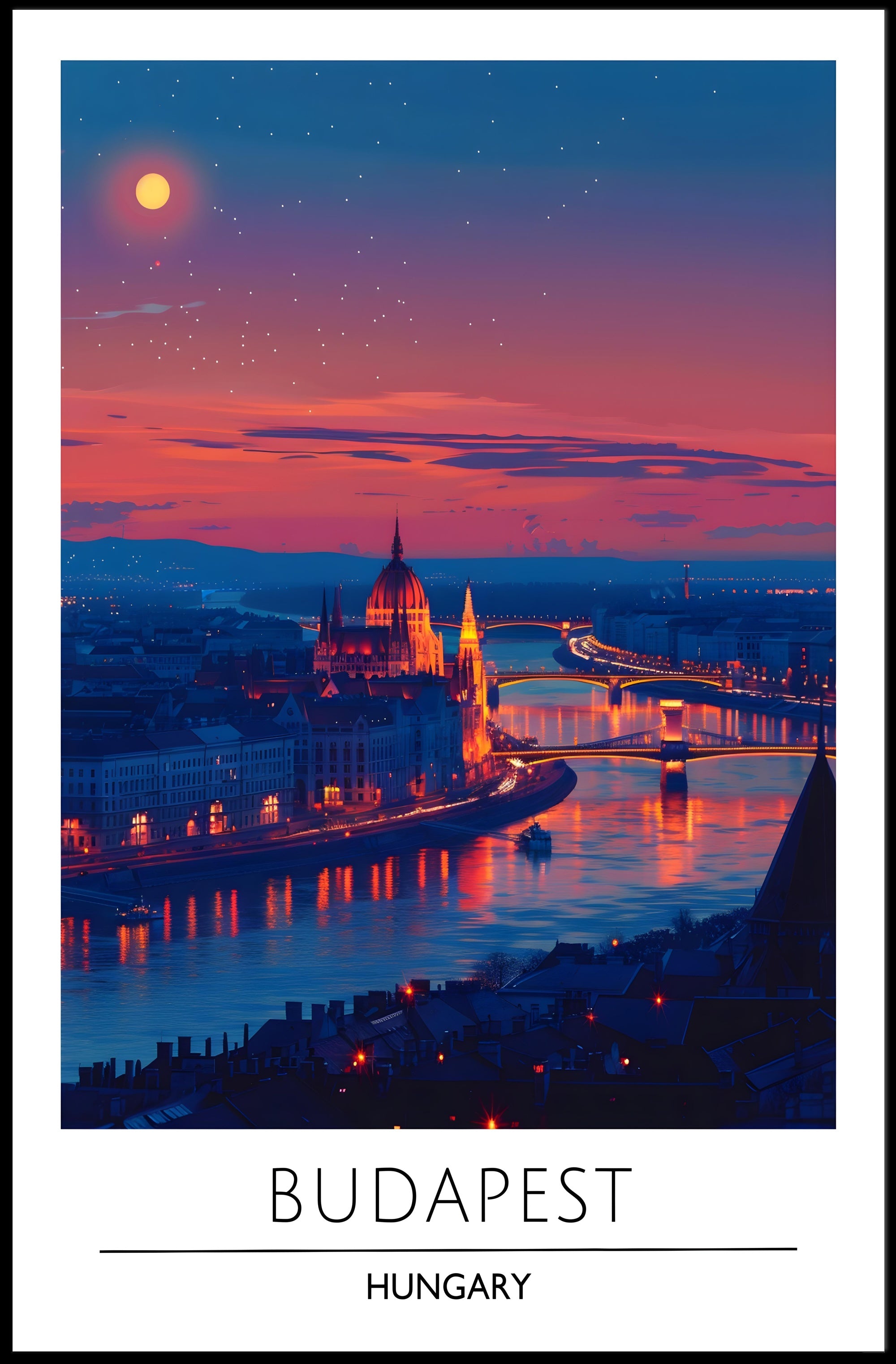 Budapest Twilight Serenity Urban or Cityscape Poster