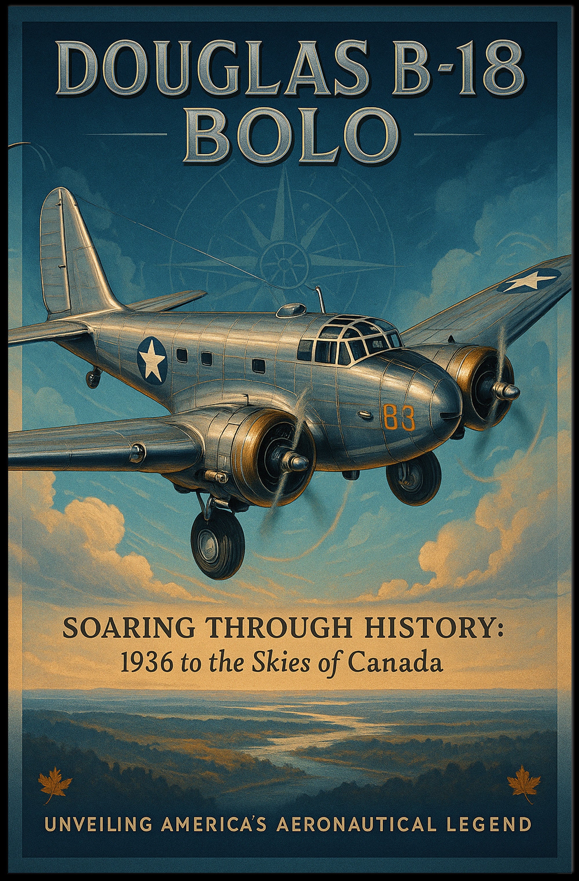 Douglas B18 Bolo Vintage Aircraft Poster Print