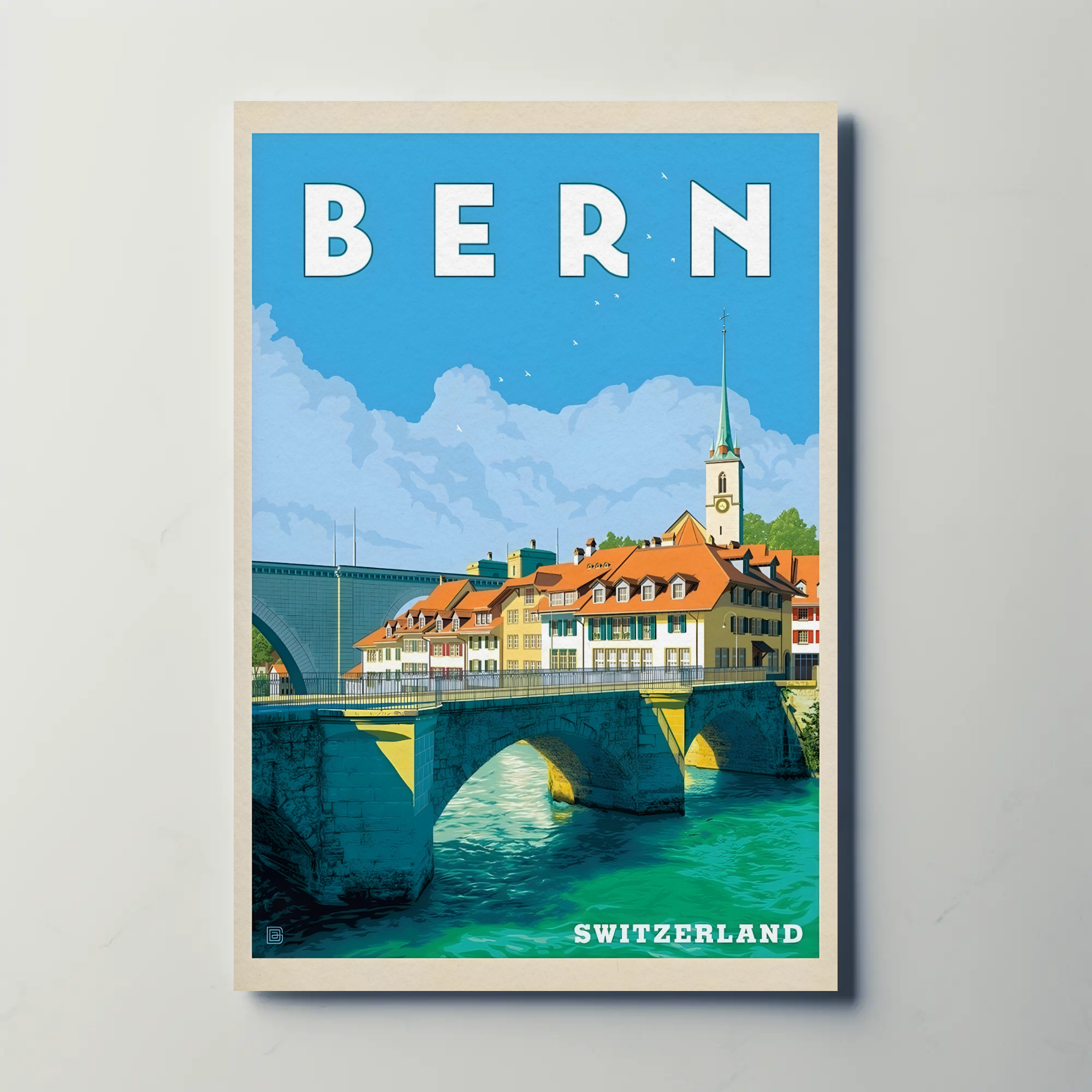 Bern Travel Charm: Vibrant Cityscape Vintage Travel Poster