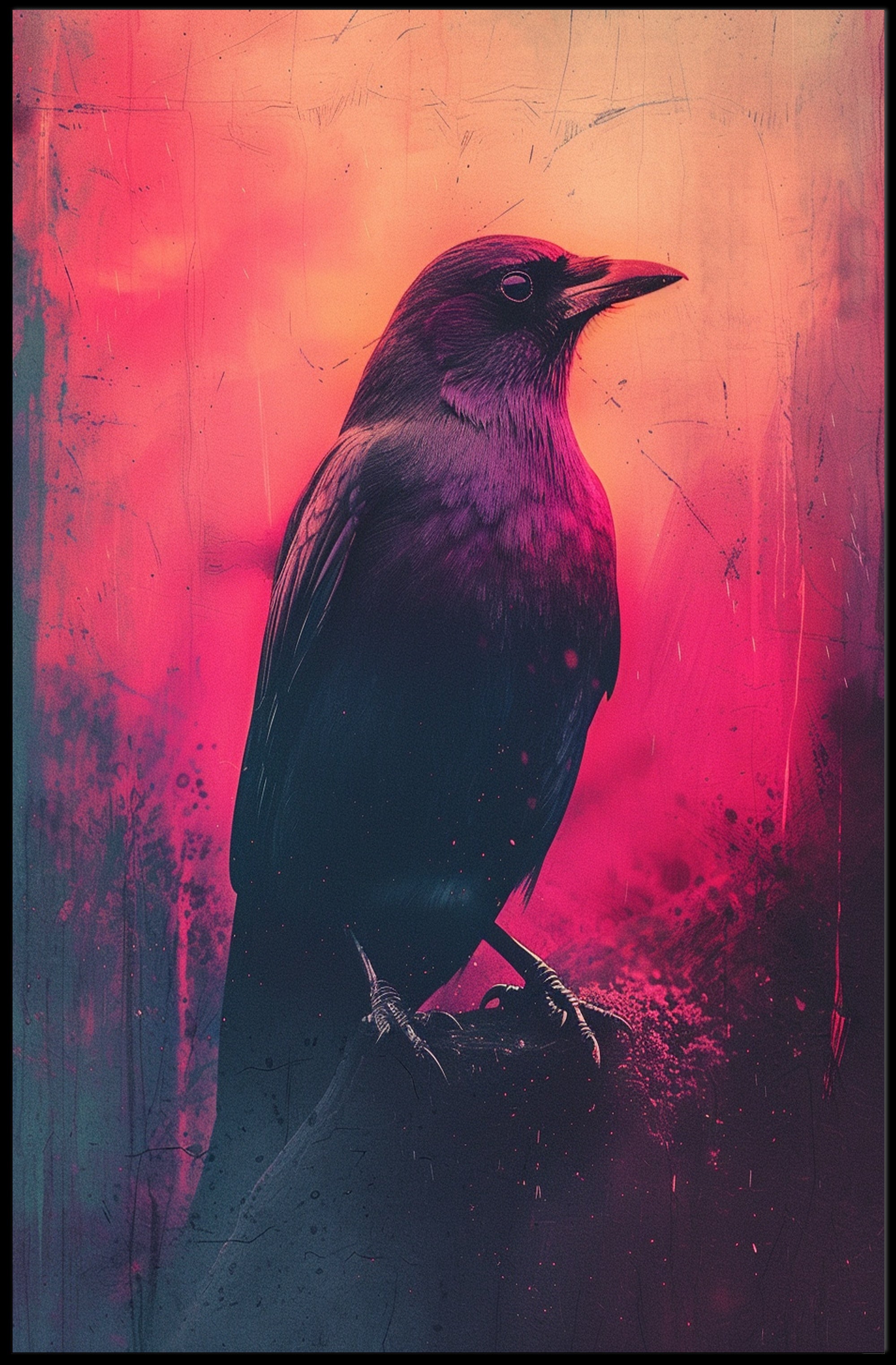 Vivid Crow Portrait Art Print Wall Decor for Home and Office PosterGoat