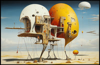 Surreal Floating Structures in Futuristic Sci-Fi Poster