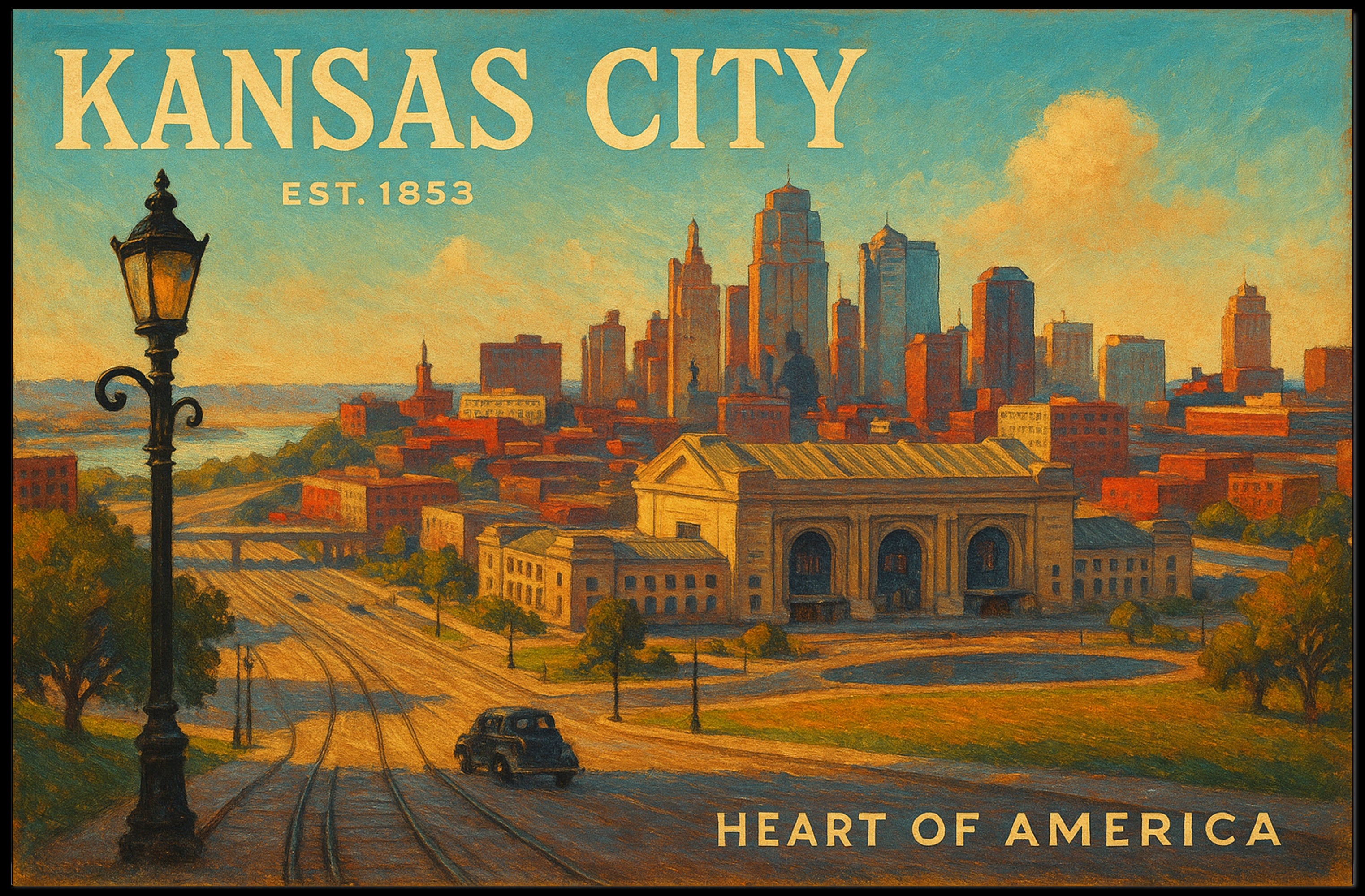 Kansas City Heart of America Travel Poster