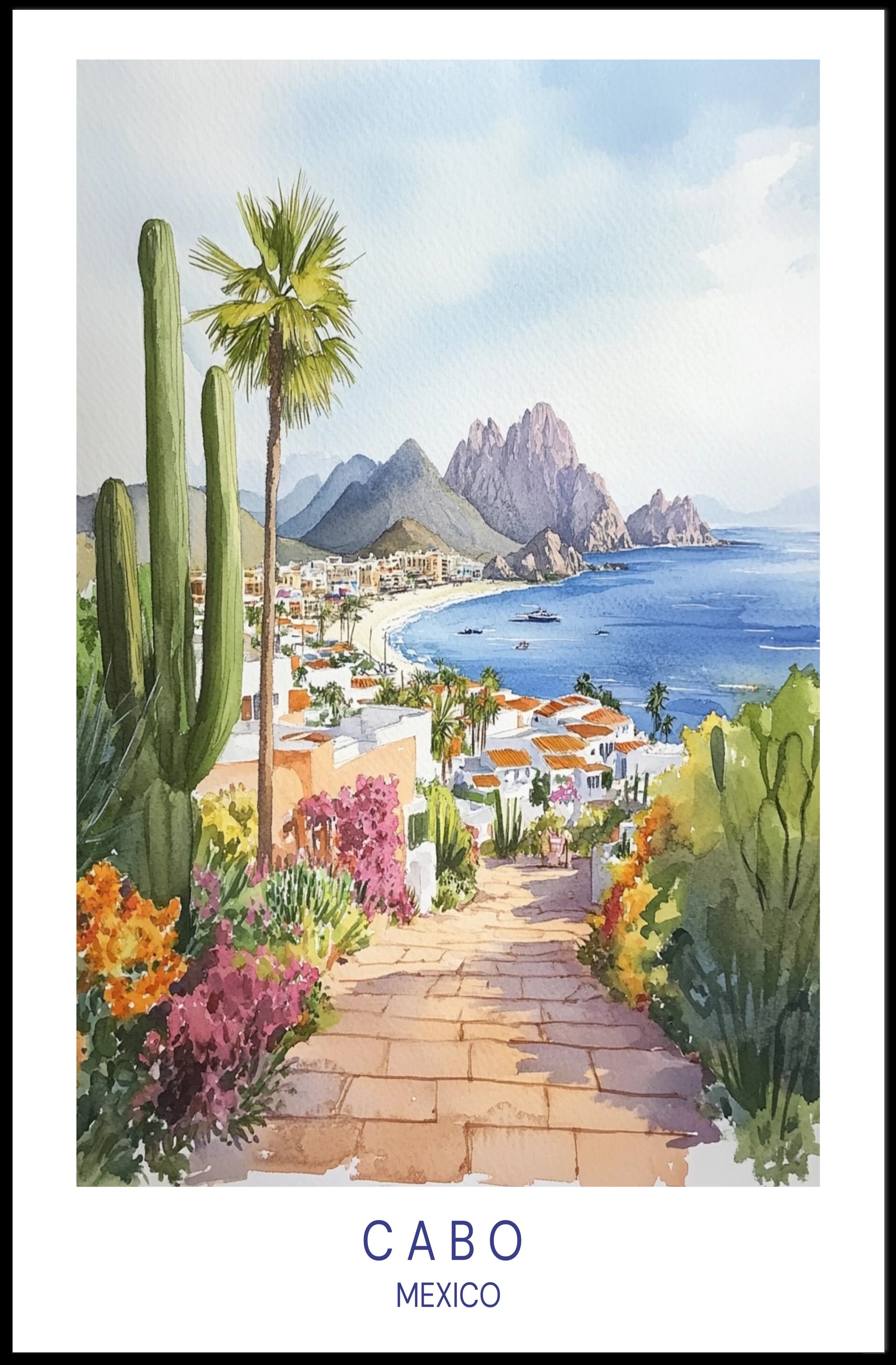 Cabo San Lucas Coastal Scene Travel Poster PosterGoat