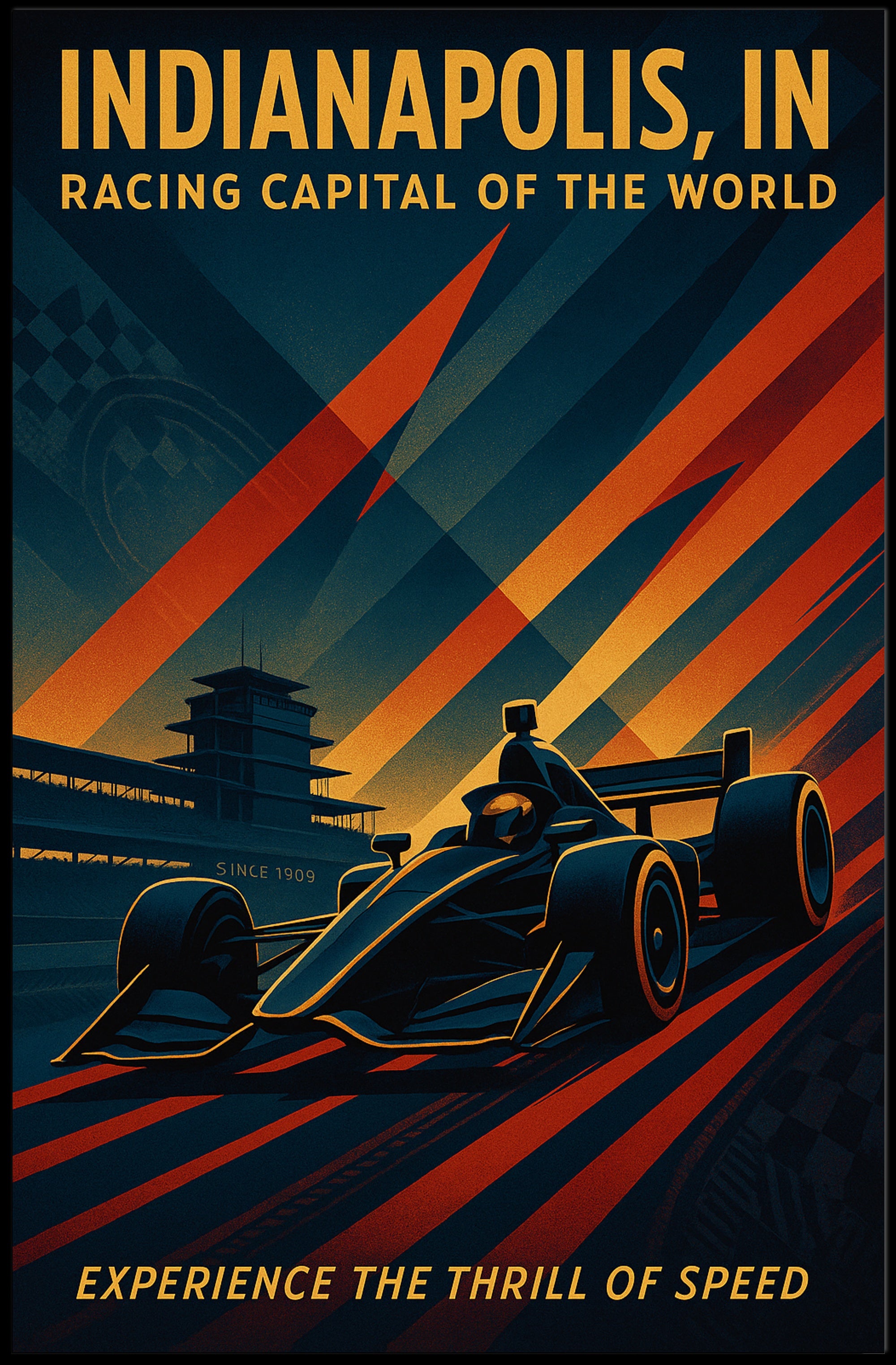 Racing Thrill Indianapolis Sports Poster