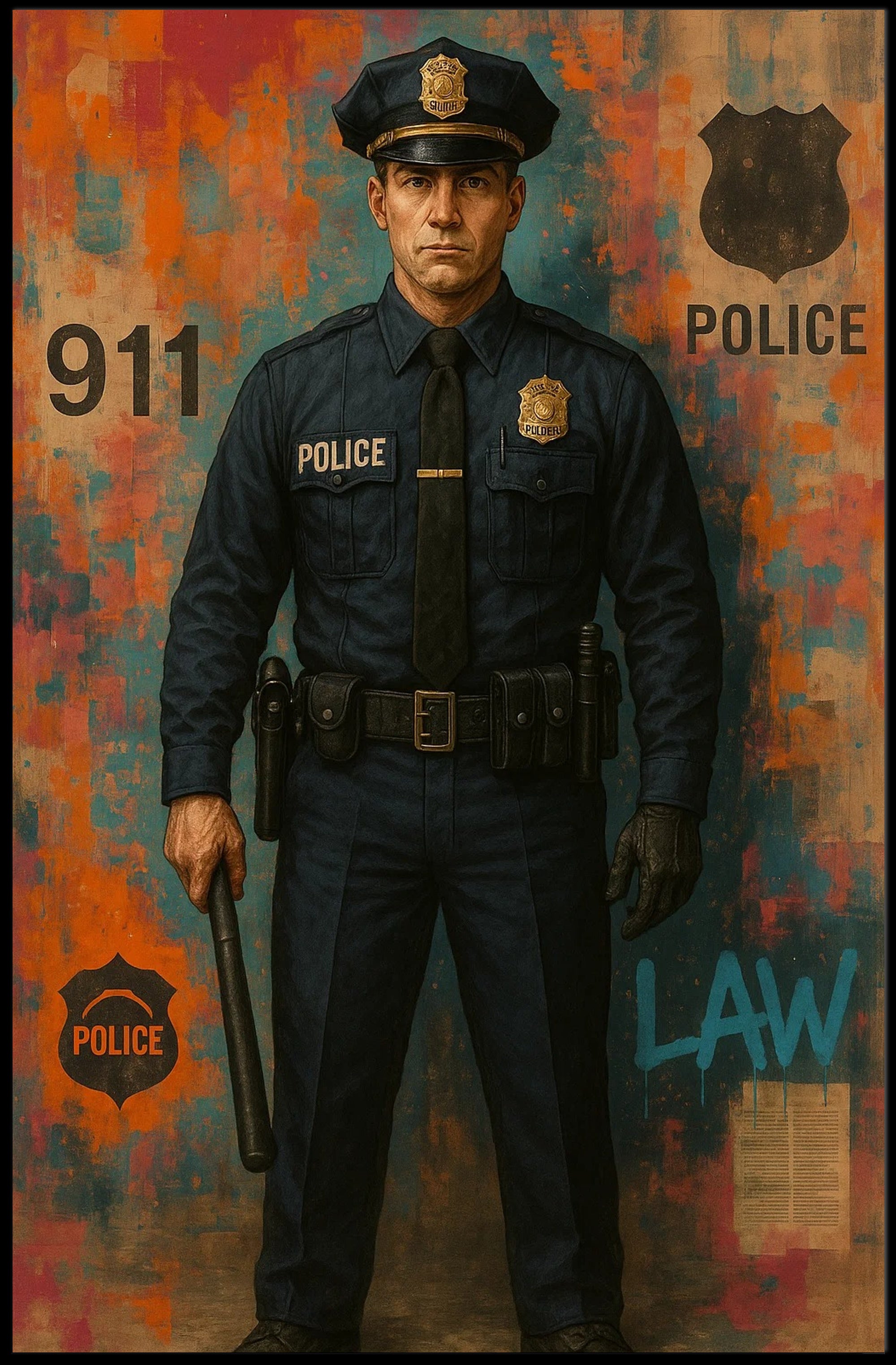 Bold Police Officer Portrait for Law, Order, and Justice Poster