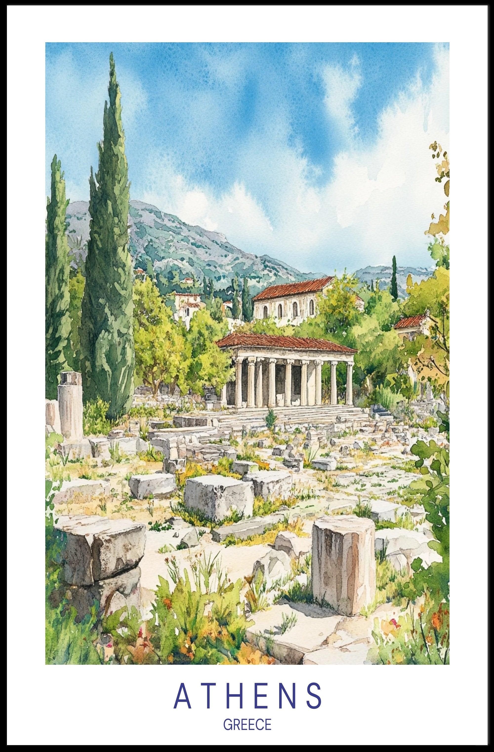 Athens Ancient Ruins Poster PosterGoat