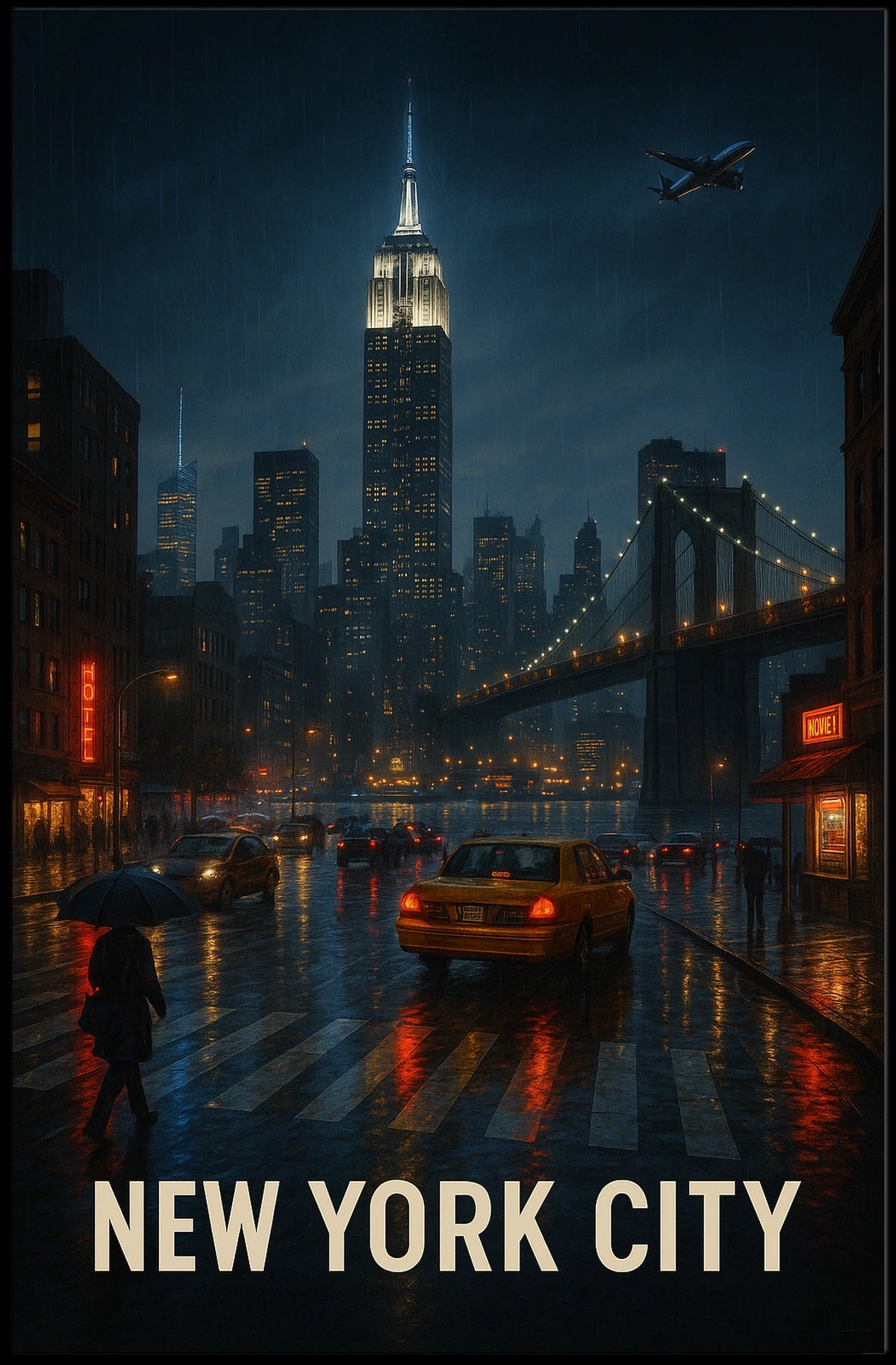 New York City at Night Poster