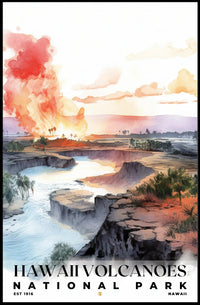 Hawai‘i Volcanoes Watercolor Wall Art Poster
