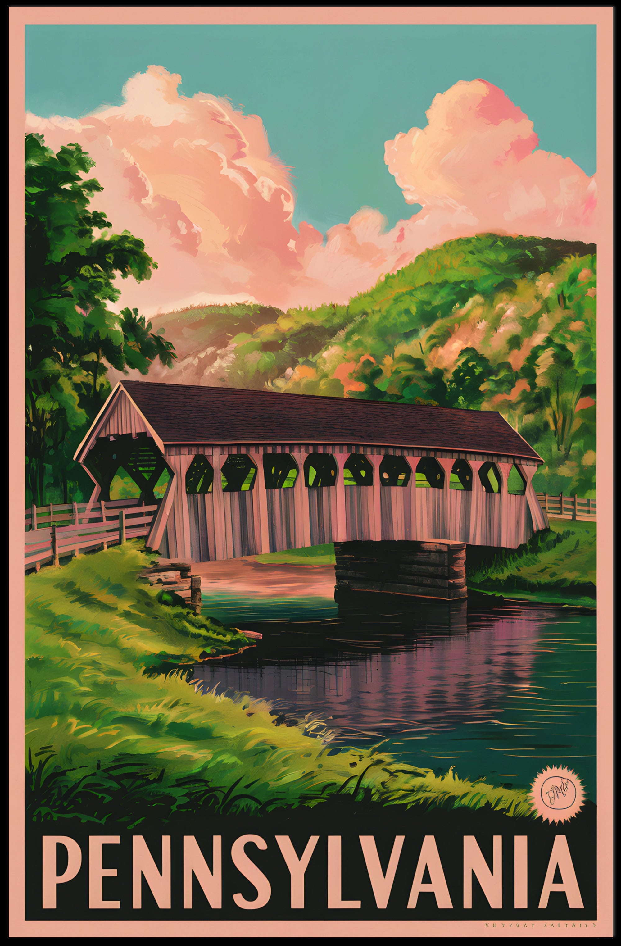 Scenic Pennsylvania Covered Bridge Poster