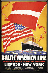 Baltic America Line Vintage Travel Poster Art