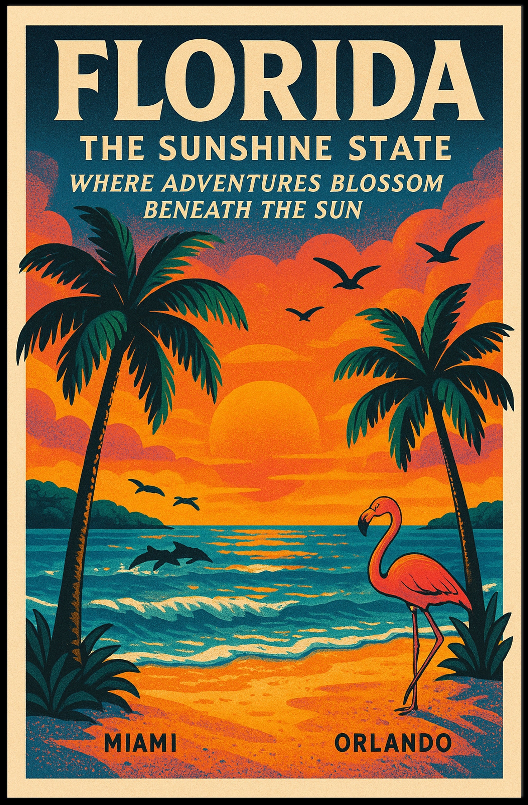 Florida Vintage Travel Poster Wall Art Print