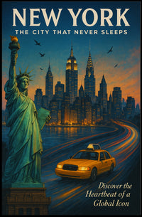 New York City Iconic Poster Vintage Travel Wall Art